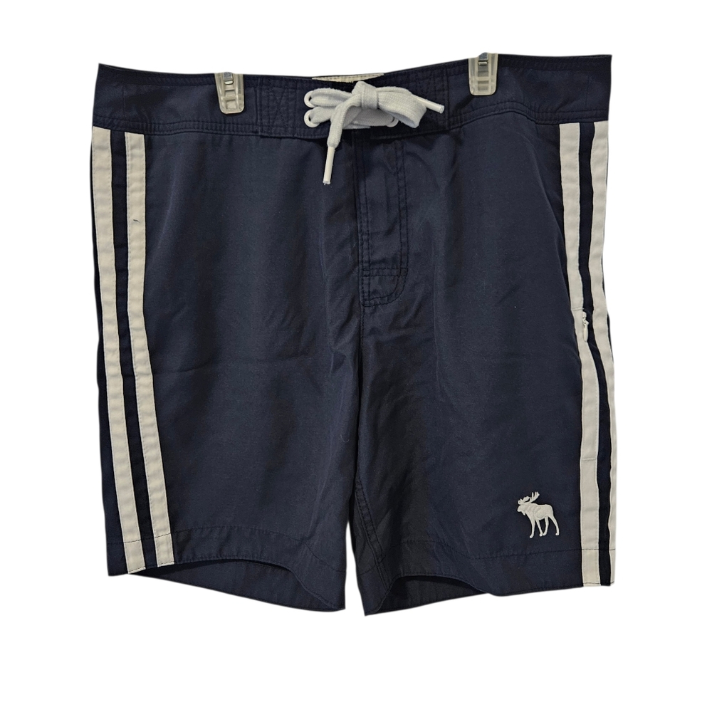 ABERCROMBIE & FITCH RANNEY TRAIL SWIM BOARD SHORTS‎ NAVY BLUE MENS SIZE LARGE
